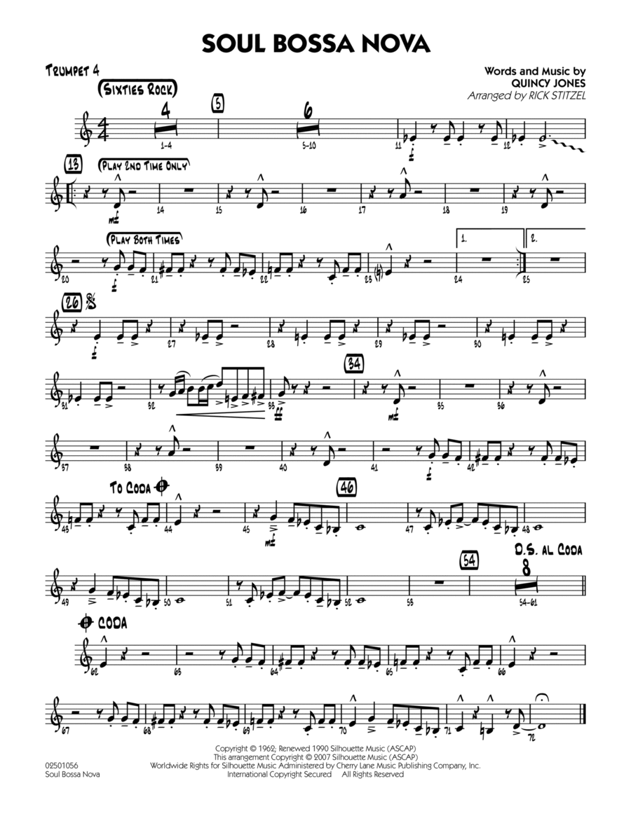 Soul Bossa Nova - Trumpet 4 Jazz Ensemble scores gallery preview page 1