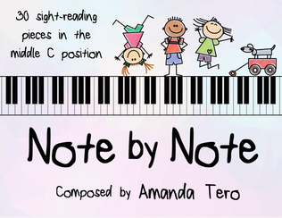 Book cover for Note by Note sight-reading sheet music for Middle C primer piano students
