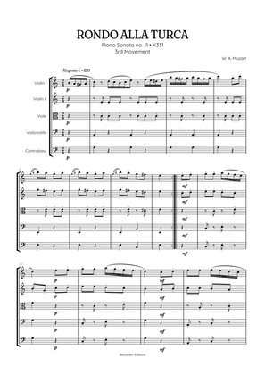 Rondo Alla Turca (Turkish March) | String Quintet sheet music
