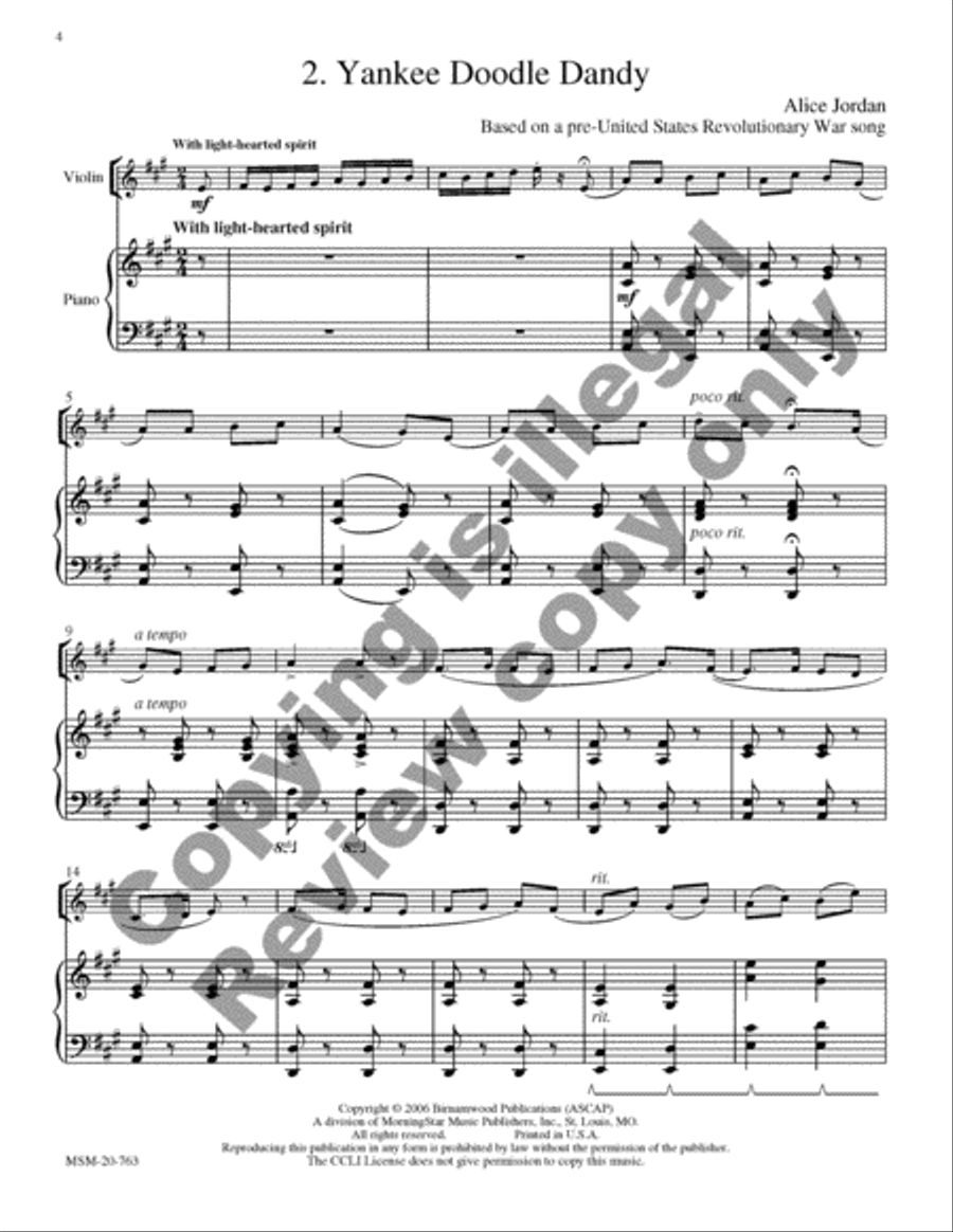 An American Suite for Violin and Piano Violin Solo scores gallery preview page 10
