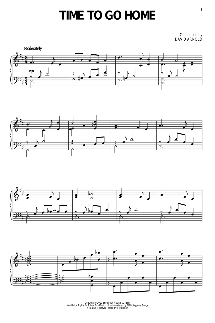 Time To Go Home Piano Solo scores gallery preview page 1