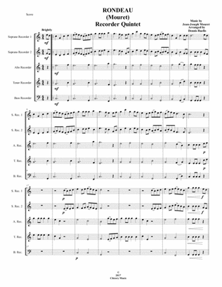 Rondeau (Mouret) - Recorder Quintet (SSATB) - Intermediate