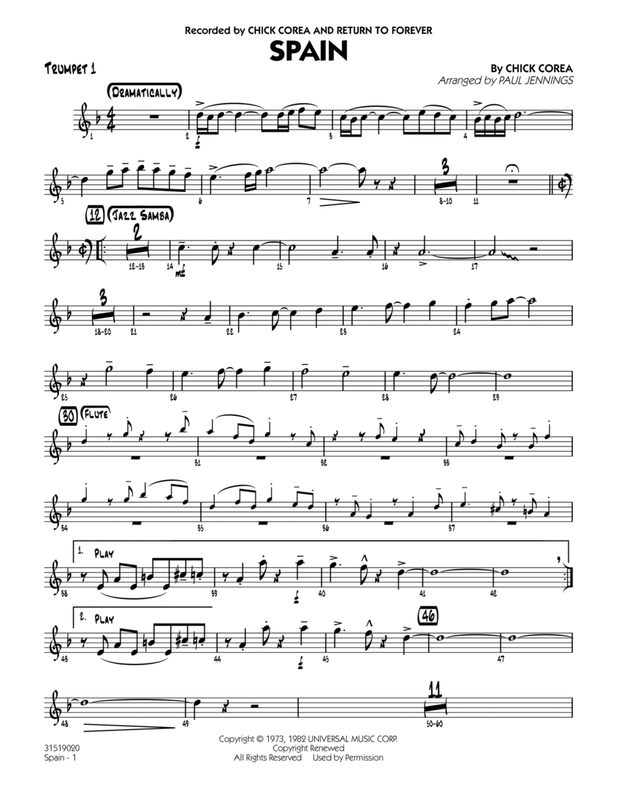 Spain - Trumpet 1 Trumpet scores gallery preview page 1