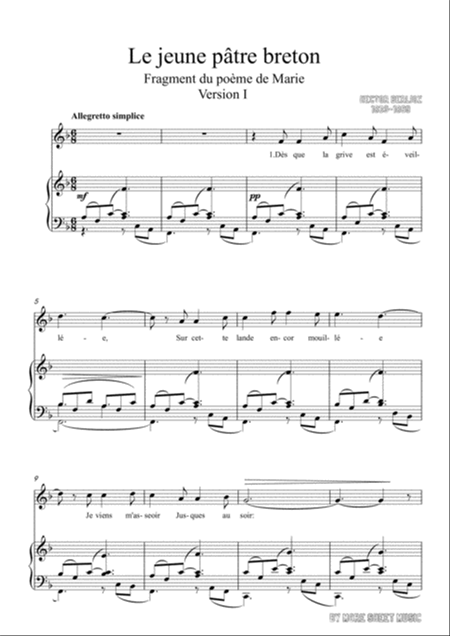 Berlioz-Le jeune pâtre breton in F Major,for voice and piano Voice Solo scores gallery preview page 3