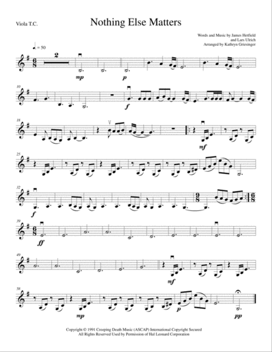 Nothing Else Matters String Quartet scores gallery preview page 4