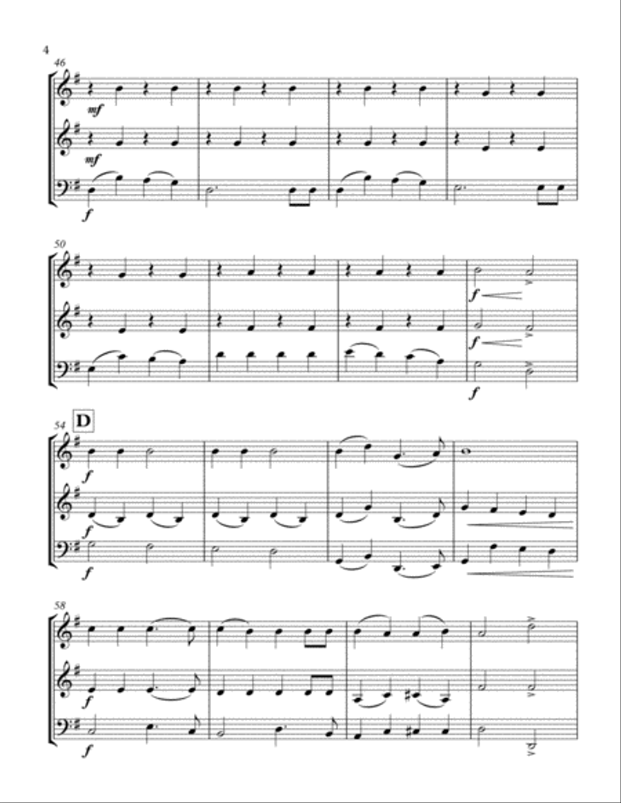Jingle Bells Two Violins and Cello Trio String Trio scores gallery preview page 4