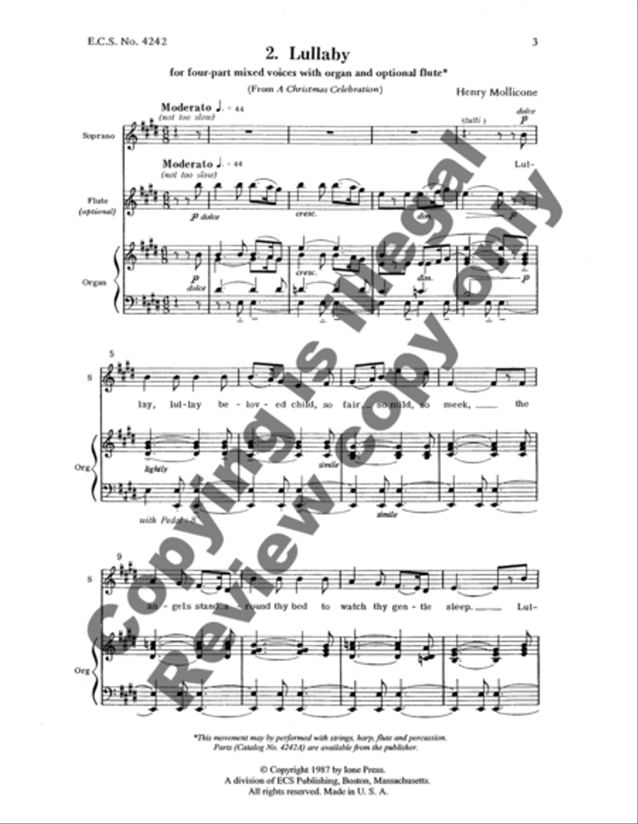 A Christmas Celebration: Lullaby 4-Part scores gallery preview page 7