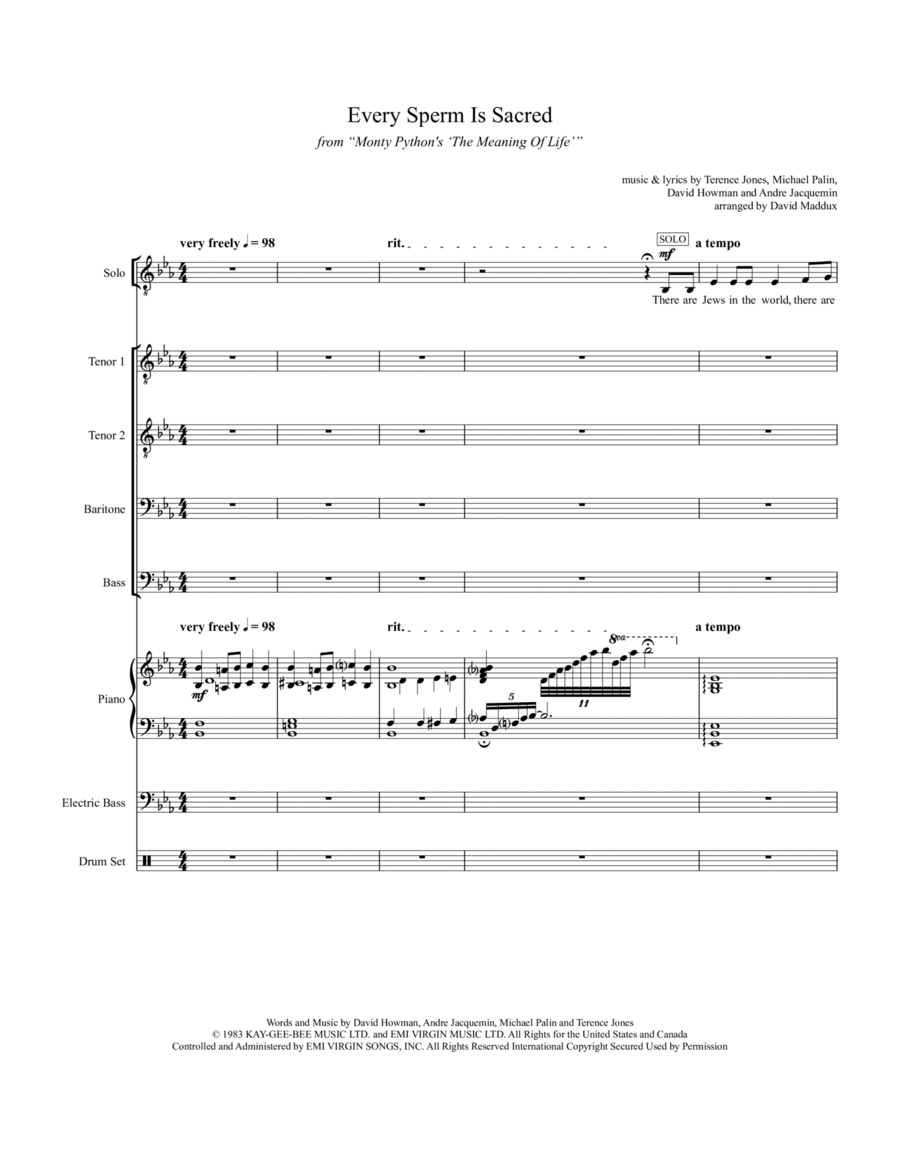 Every Sperm Is Sacred Small Ensemble scores gallery preview page 1