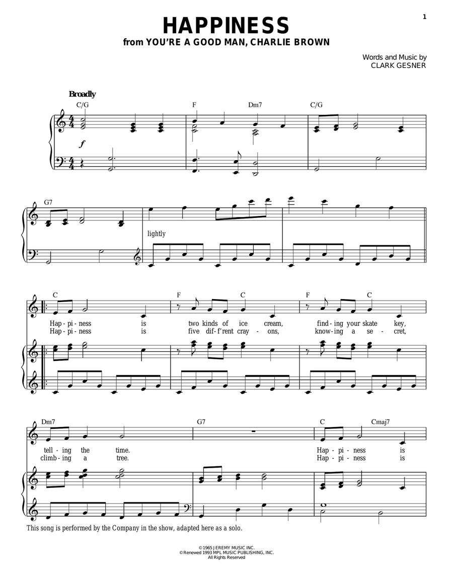 Happiness Piano, Vocal scores gallery preview page 1