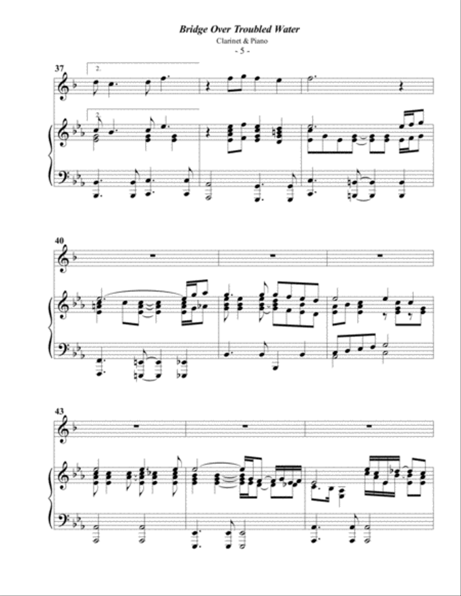 Bridge Over Troubled Water B-Flat Clarinet scores gallery preview page 5
