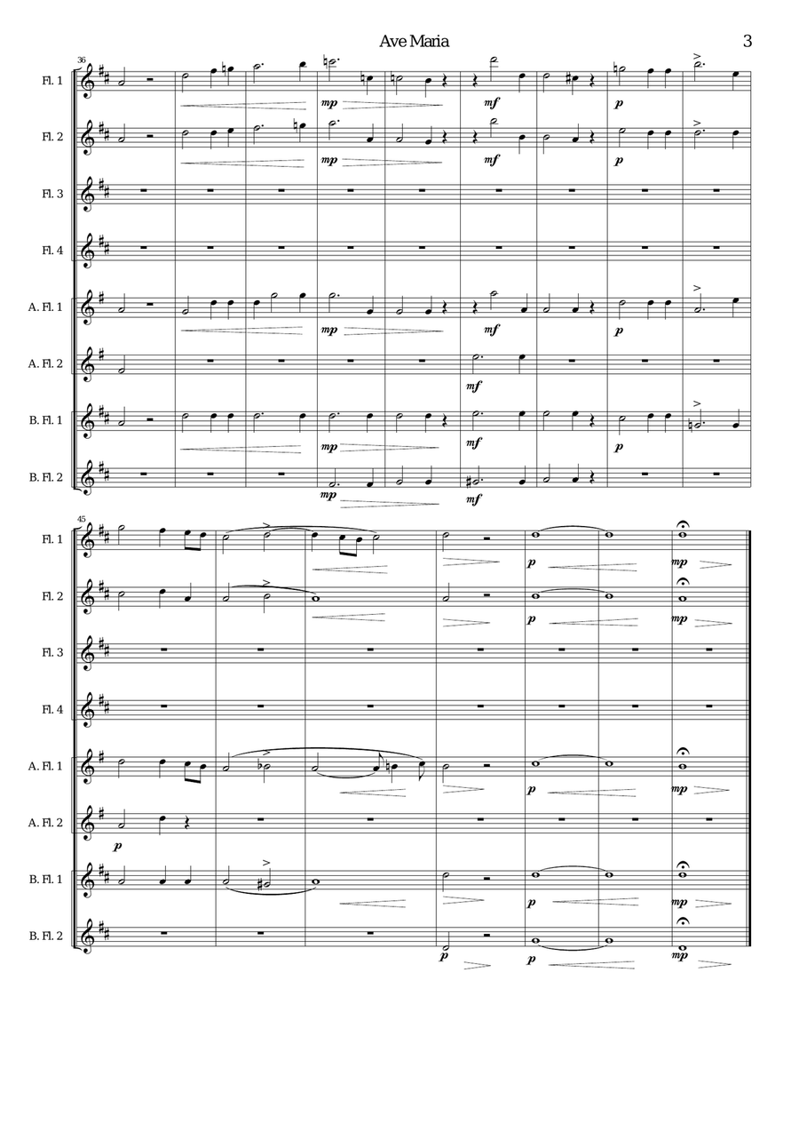 Ave maria for flute choir Flute Choir scores gallery preview page 3