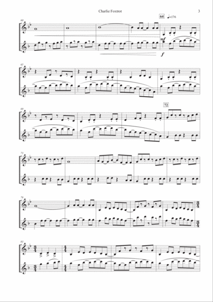 Charlie Foxtrot Charlie Foxtrot Woodwind Duet scores gallery preview page 3