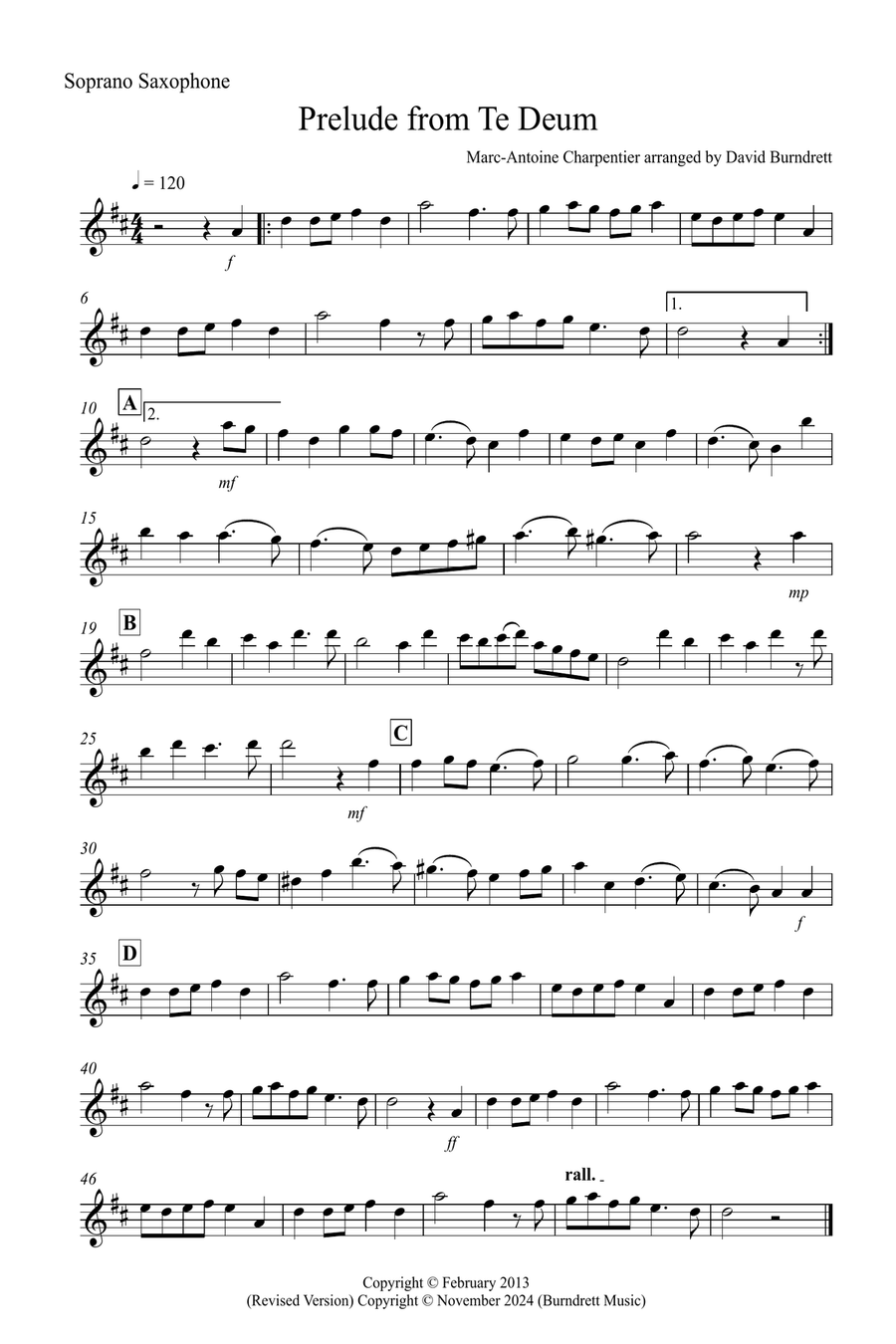 Prelude from Te Deum for Soprano Saxophone and Cello Duet Soprano Saxophone scores gallery preview page 3