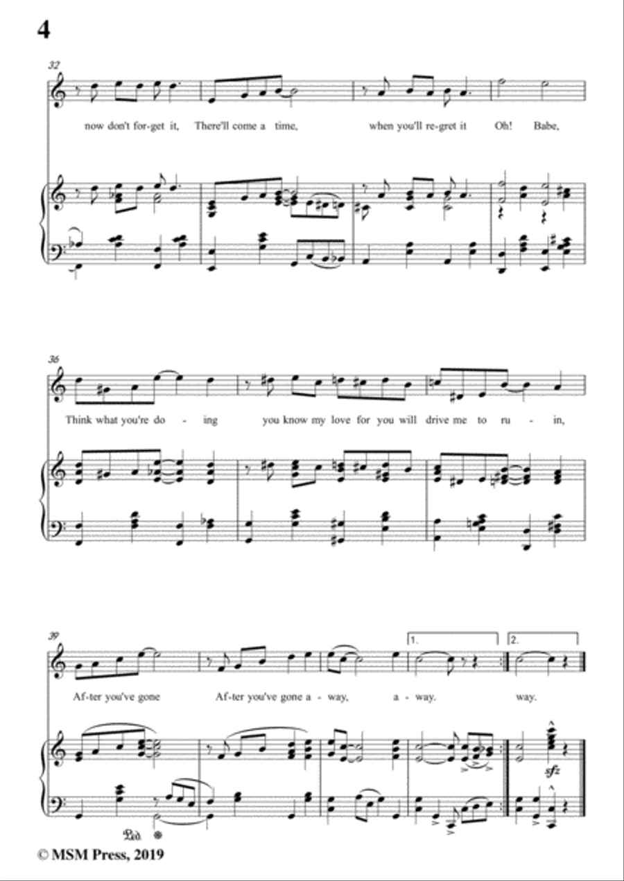 Turner Layton-After You've Gone,in C Major,for Voice and Piano Voice Solo scores gallery preview page 6