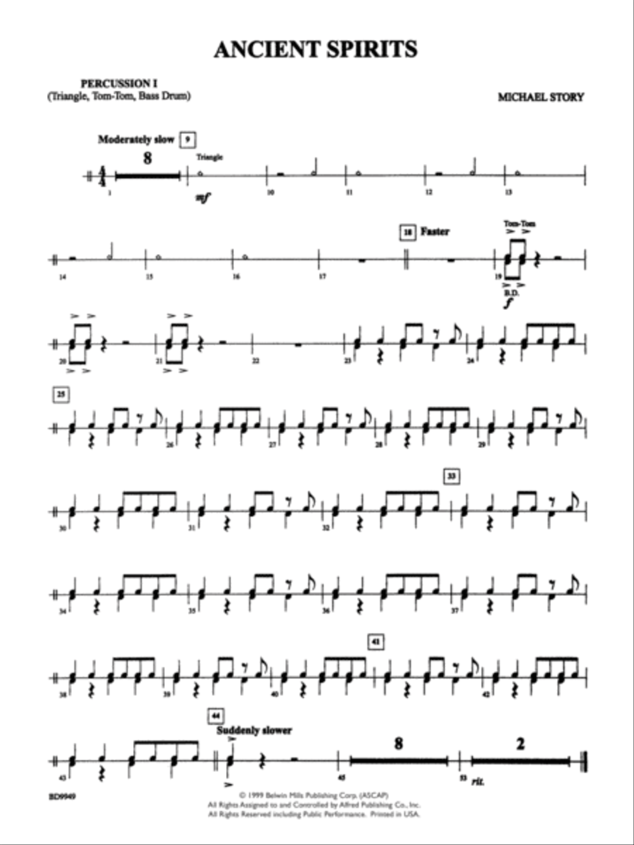 Ancient Spirits: 1st Percussion Concert Band scores gallery preview page 1