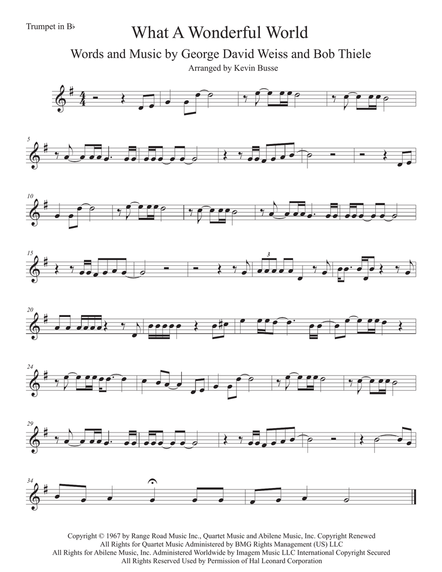 What A Wonderful World Trumpet Solo scores gallery preview page 1
