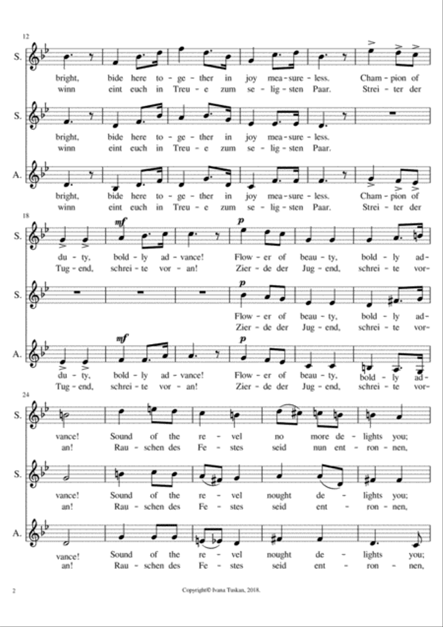 Wedding March (Bridal chorus) from Lohengrin for SSA a cappella SSA scores gallery preview page 2