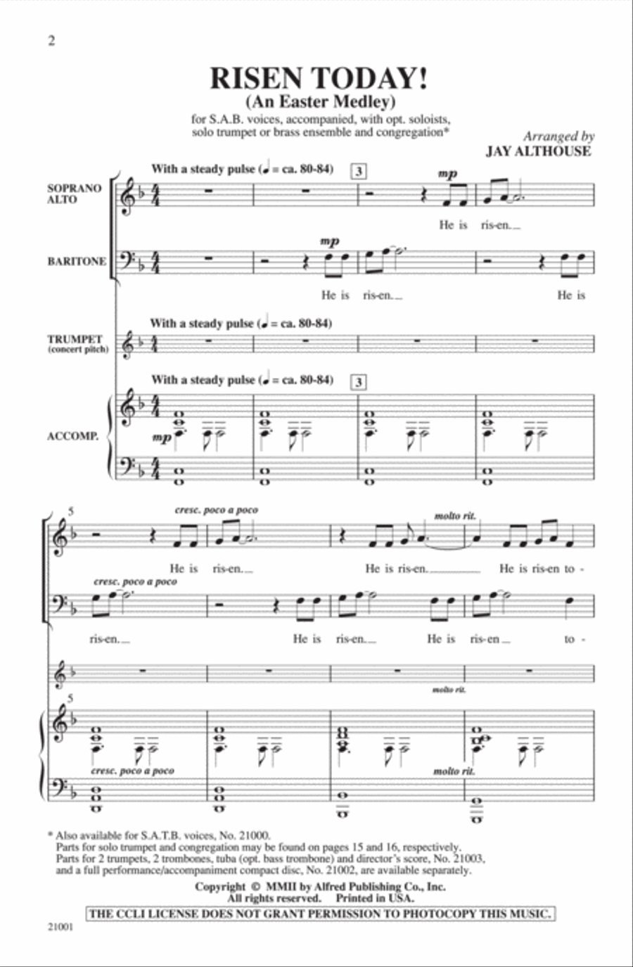 Risen Today! (An Easter Medley) 3-Part scores gallery preview page 2