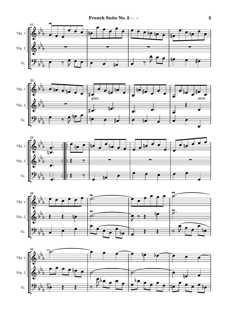 French Suite No. 2 - Courante String Trio scores gallery preview page 2