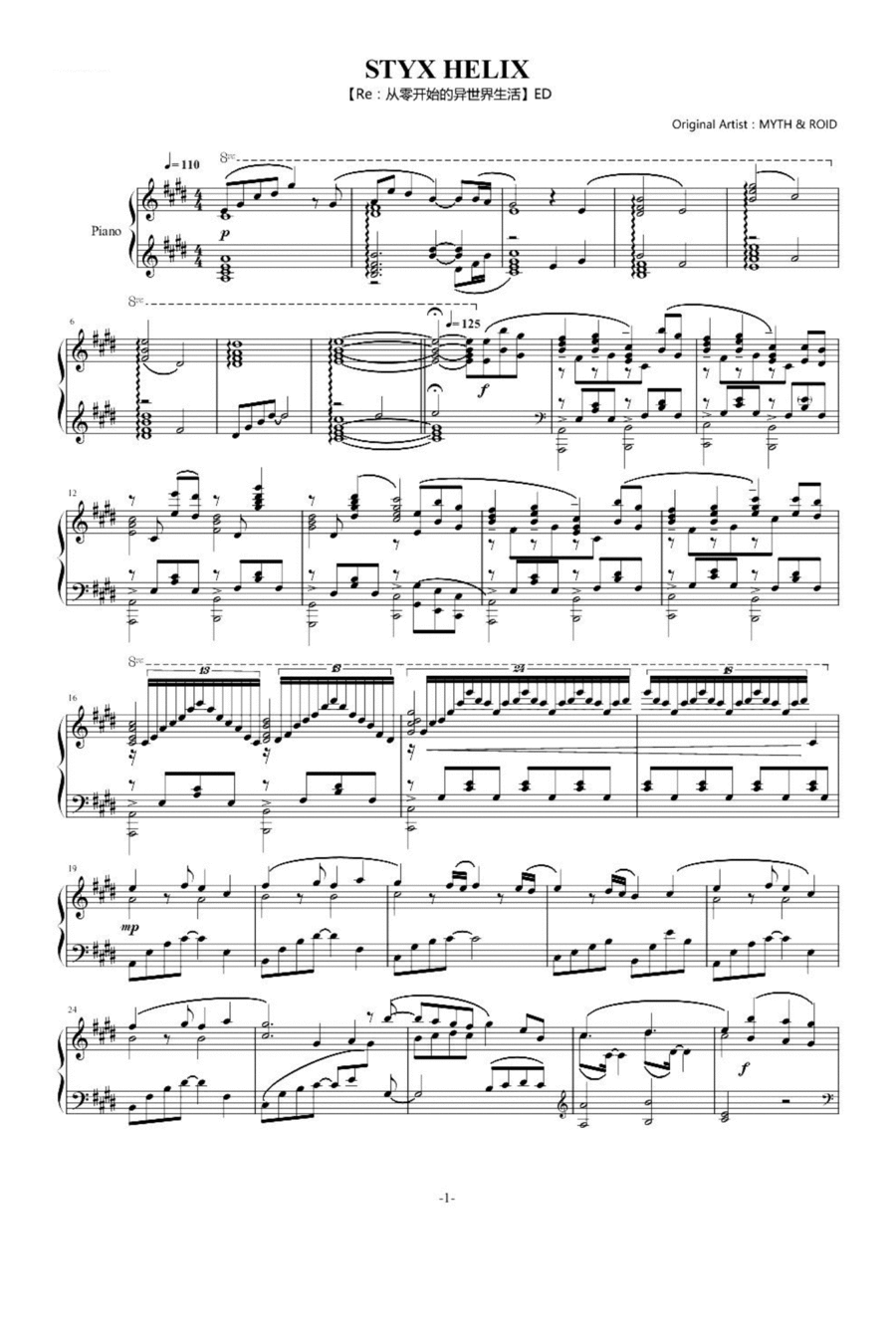 Styx Helix Piano Solo scores gallery preview page 1