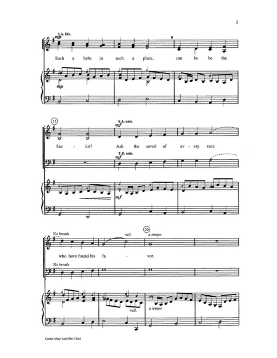 Gentle Mary Laid Her Child 4-Part scores gallery preview page 3