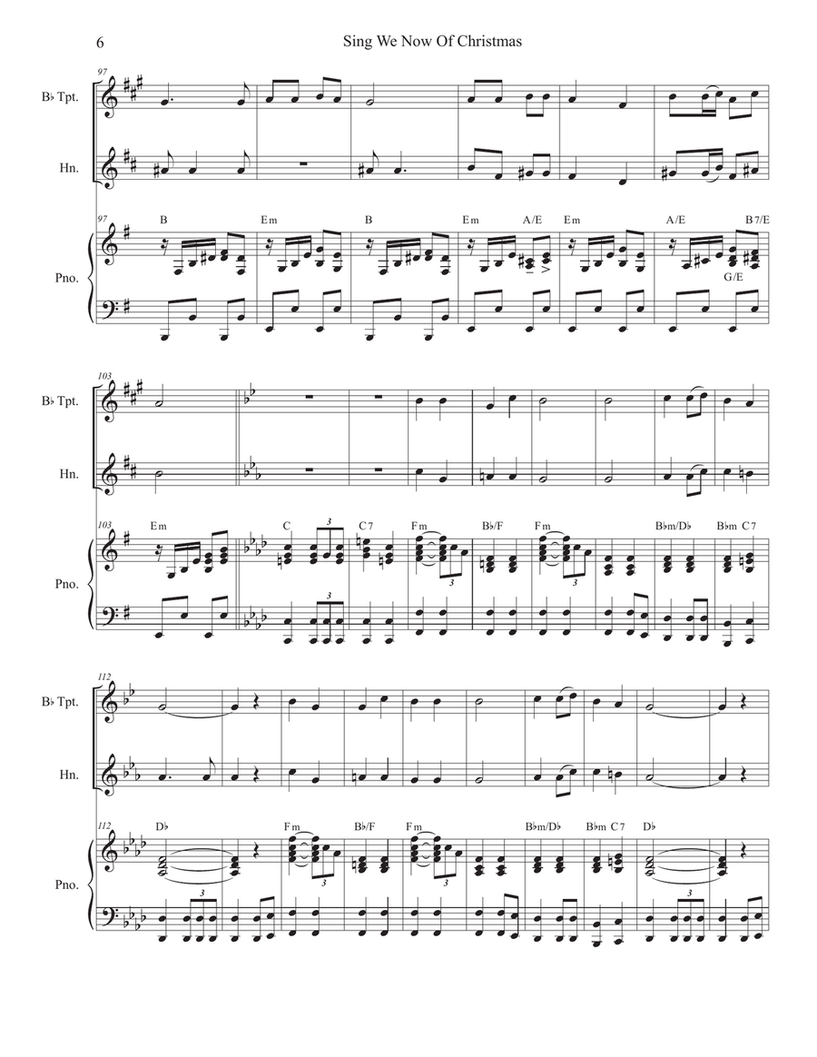 Sing We Now Of Christmas (Noël Nouvelet) (Duet for Bb-Trumpet & French Horn) Brass Duet scores gallery preview page 6