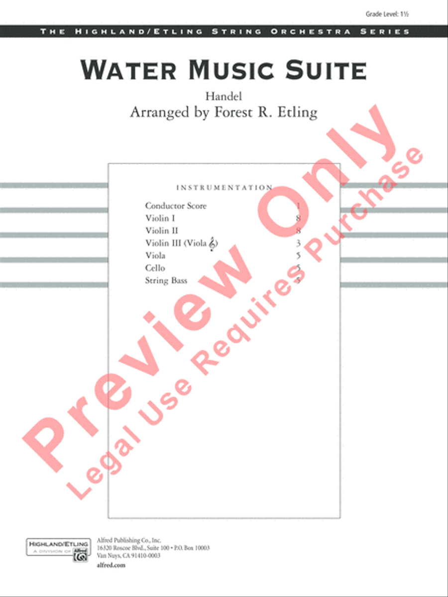 Water Music Suite String Orchestra scores gallery preview page 2