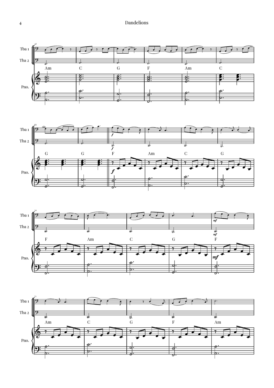 Dandelions Brass Duet scores gallery preview page 4