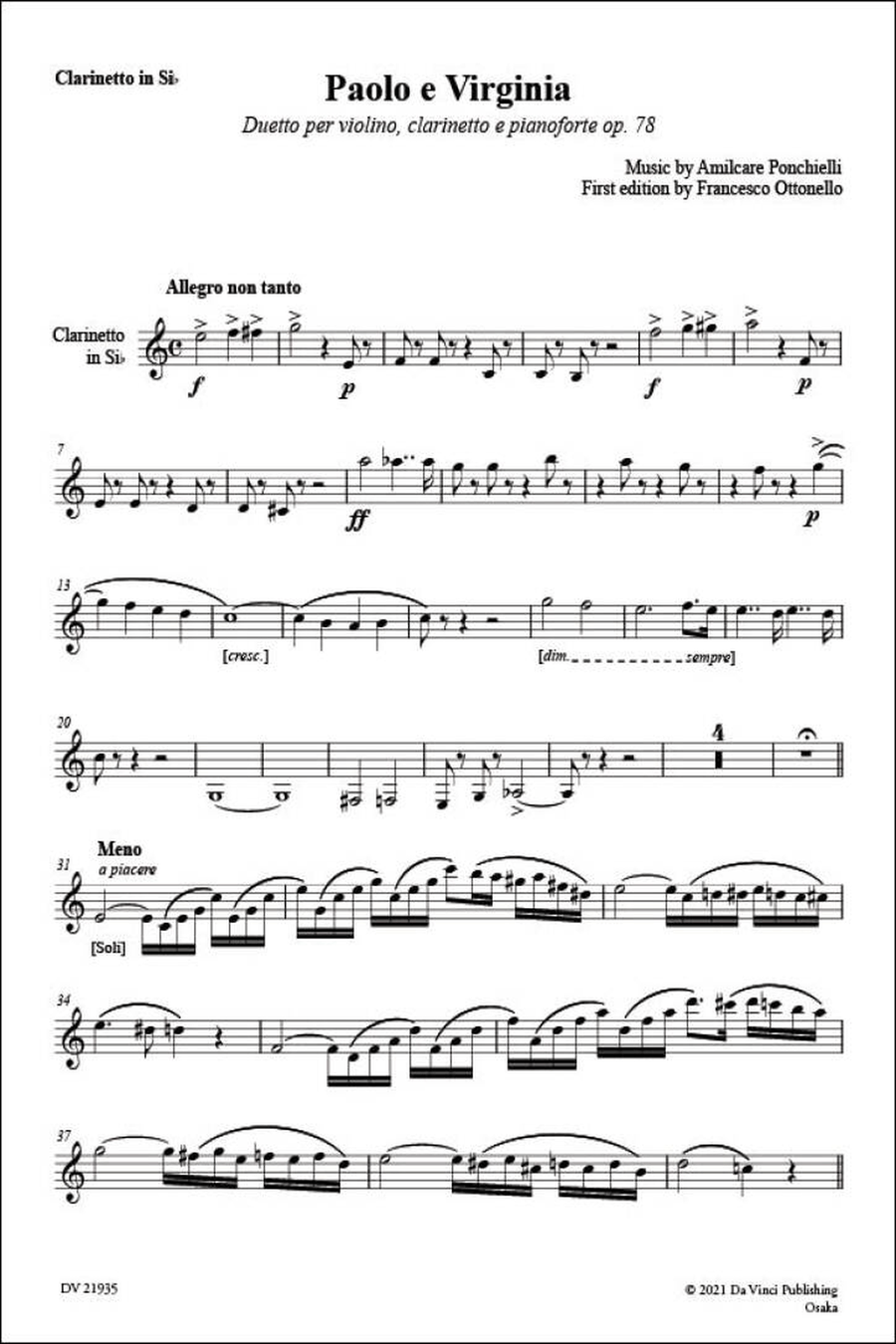 Paolo e Virginia Op. 78 Clarinet scores gallery preview page 2