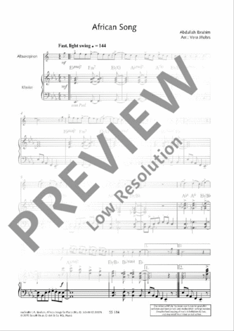 African Song Alto Saxophone scores gallery preview page 2