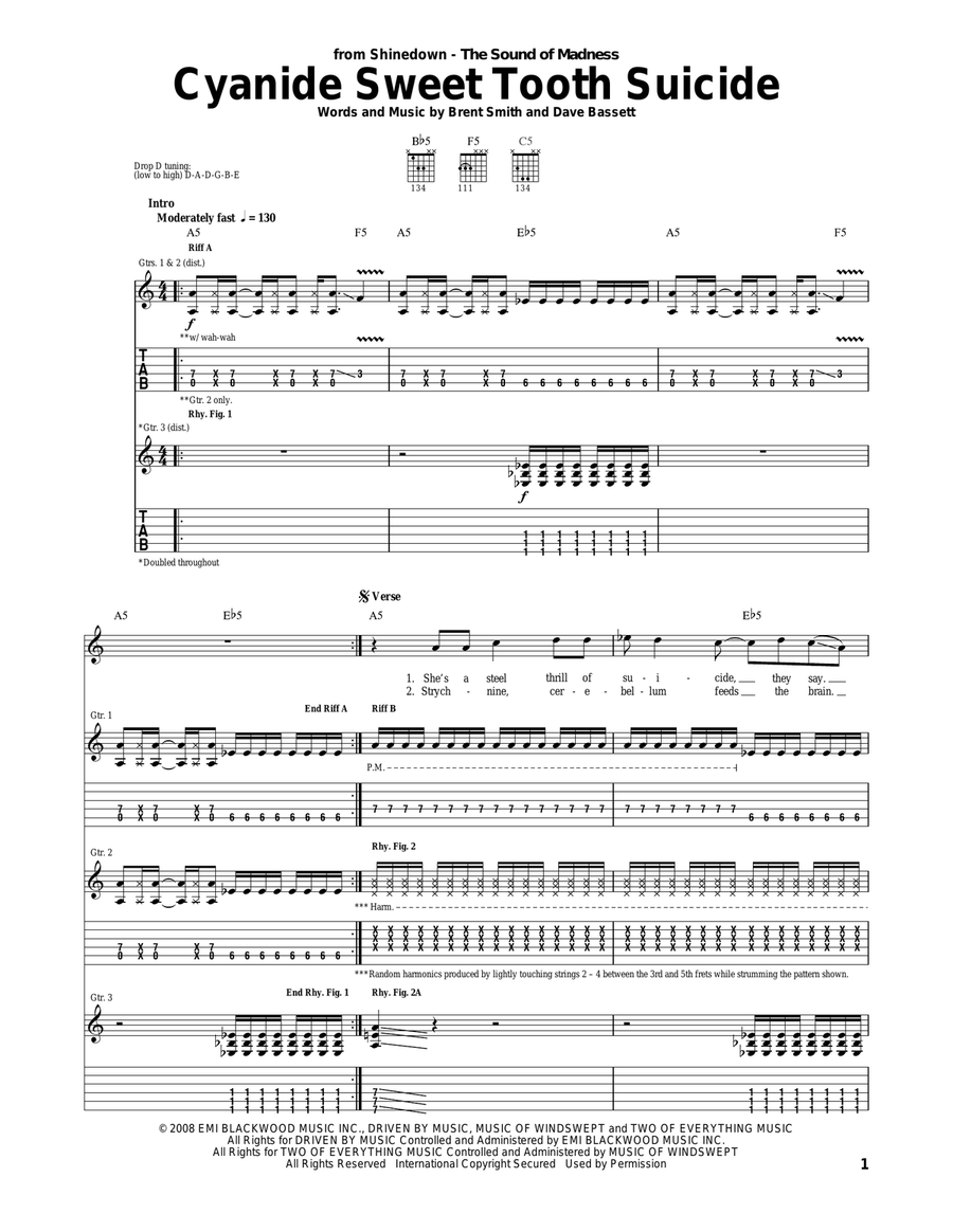 Cyanide Sweet Tooth Suicide Acoustic Guitar scores gallery preview page 1