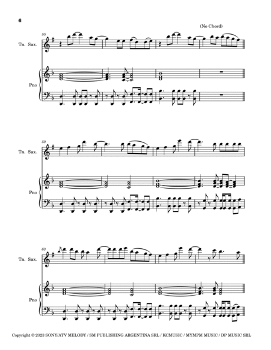 Shakira: Bzrp Music Sessions Vol. 53 Tenor Saxophone scores gallery preview page 6