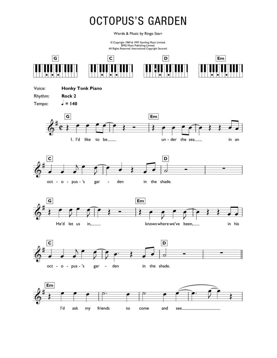 Octopus's Garden Piano scores gallery preview page 1