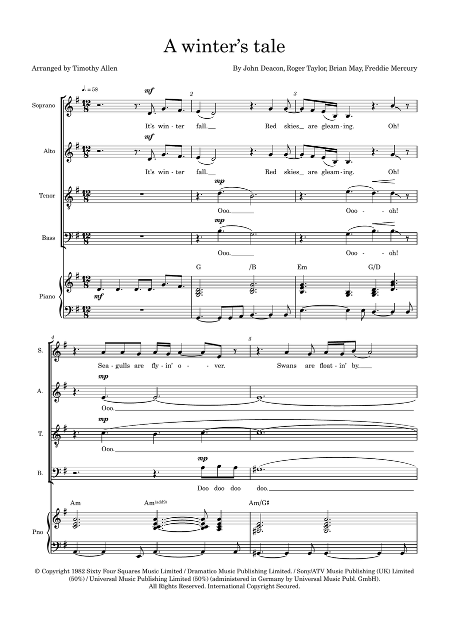 A Winter's Tale 4-Part scores gallery preview page 1