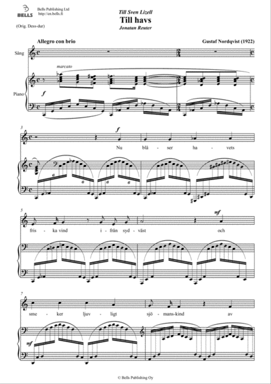 Till havs (C Major) Voice Solo scores gallery preview page 1