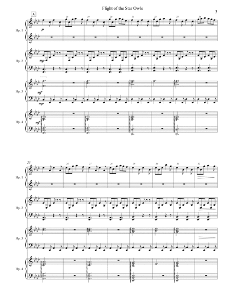 Flight of the Star Owls Harp Arrangement- Full score (F minor) - Score Only image number null