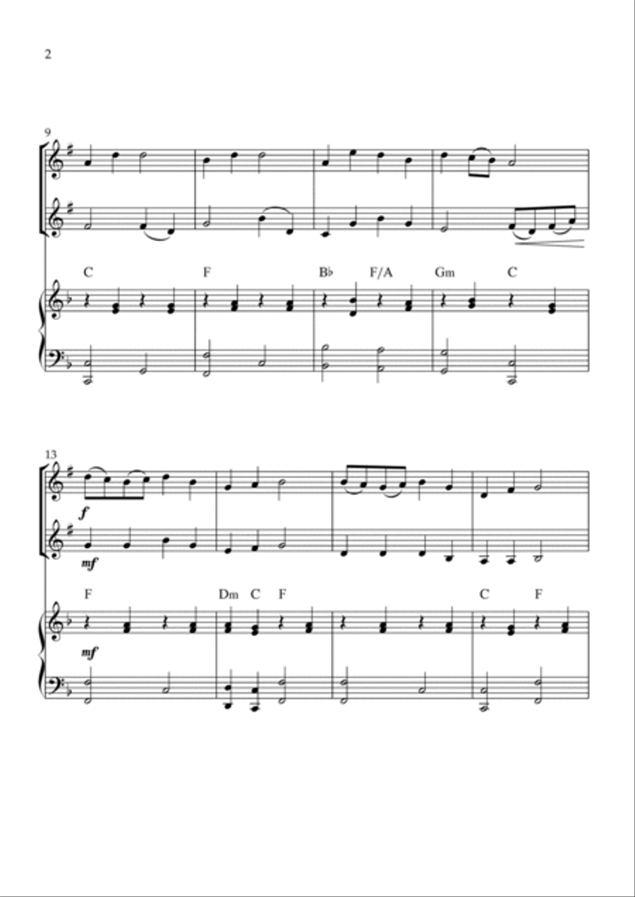 Fröhliche Weihnacht überall Woodwind Duet scores gallery preview page 2