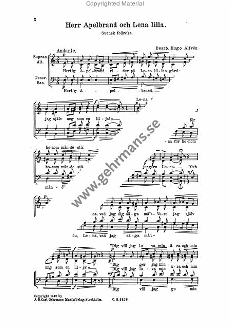 Herr Apelbrand och Lena lilla 4-Part scores gallery preview page 2