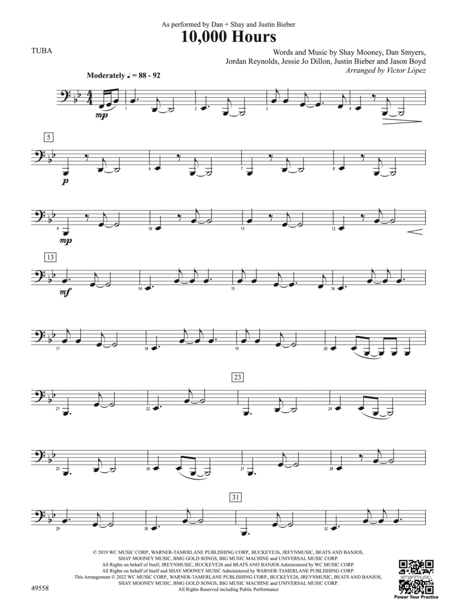10,000 Hours: Tuba 10,000 Hours: Tuba Concert Band scores gallery preview page 1