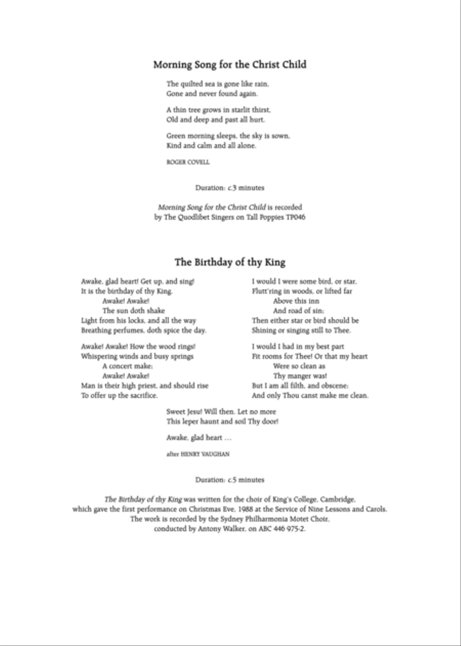 Morning Song for the Christ Child / The Birthday of Thy King 4-Part scores gallery preview page 5