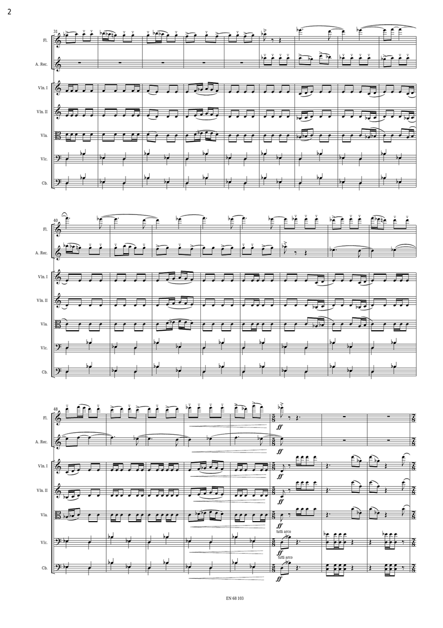Concierto para Flauta Dulce Contralto, Flauta Traversa y Cuerdas / Concerto for Alto Recorder, Flute String Orchestra scores gallery preview page 4