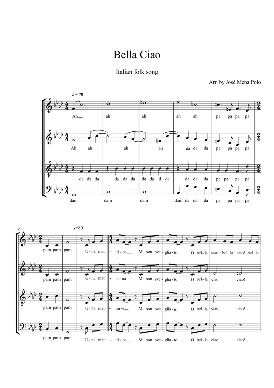 Bella Ciao! 4-Part scores gallery preview page 1