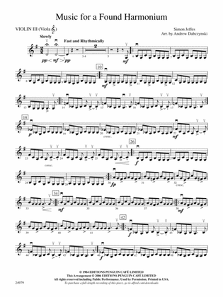 Music for a Found Harmonium: 3rd Violin (Viola [TC])