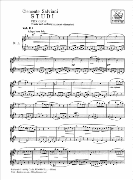 Studi Per Oboe (Tratti Dal Metodo) Vol. 3