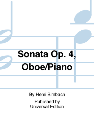 Book cover for Sonata Op. 4, Oboe/Piano