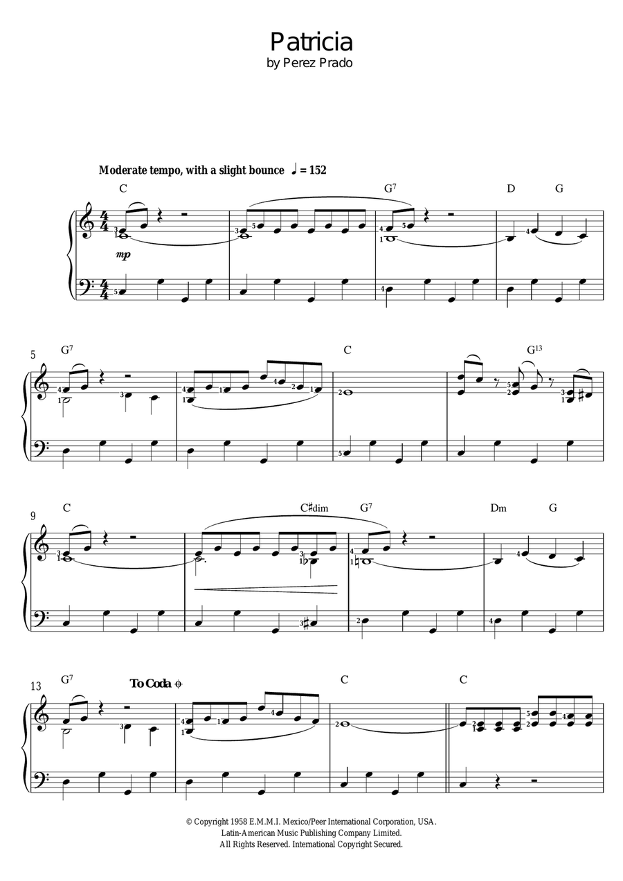 Patricia Piano, Vocal, Guitar scores gallery preview page 1