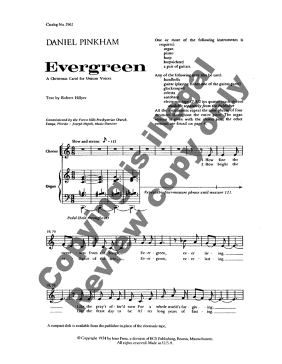 Evergreen Unison Choir scores gallery preview page 3