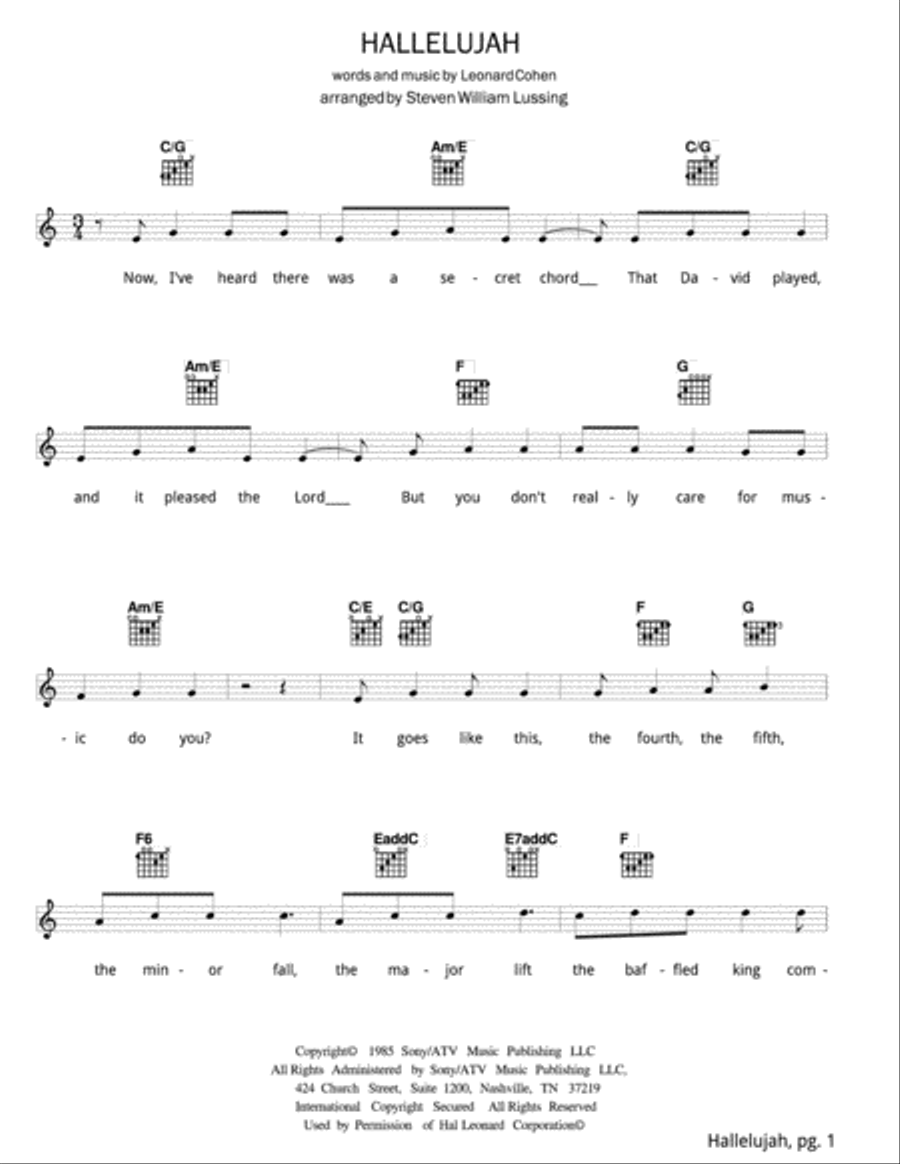 Hallelujah Guitar scores gallery preview page 2