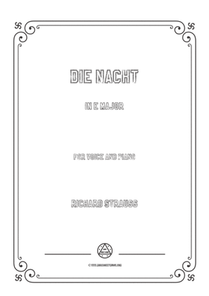 Book cover for Richard Strauss-Die Nacht in E Major,for Voice and Piano