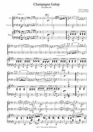 Champagne Galop by H.C. Lumbye, arr. for Piano Trio